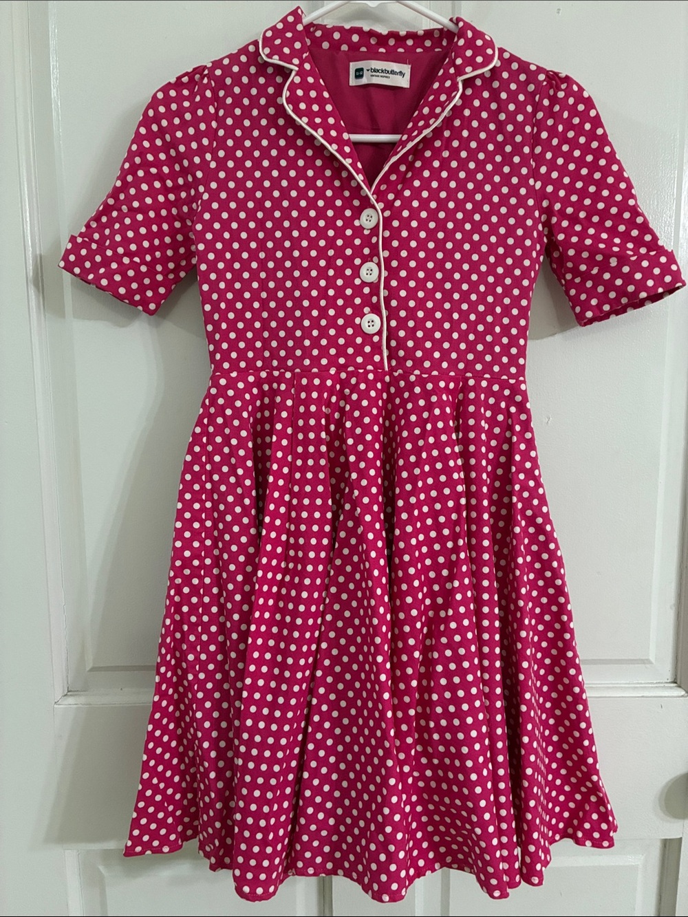 Blackbutterfly Hot Pink Polka Dot Fit-and-Flare Dress